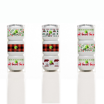 Three clear plastic packages, each with four BirdieBall Limited Edition Christmas Sleeve rolls in festive red, green, and black designs—perfect as a fun stocking stuffer or unique gift from BirdieBall.