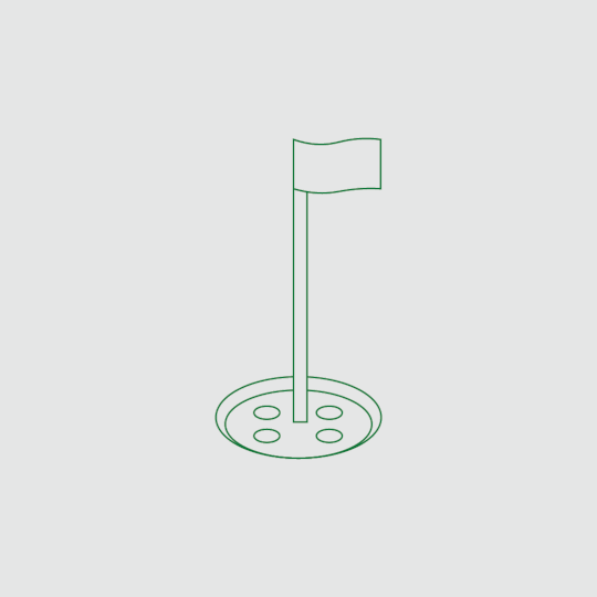 Simple line drawing of a golf hole with a flagstick and four balls, perfect for fans of the BirdieBall Indoor Putting Green - Classic Depth Putting Mat (Build Your Own Starting at $90).