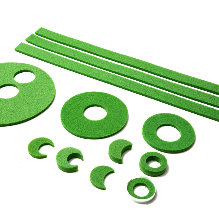 BirdieBall Contour/Break Shims & Challenging Hole Reducers let you create custom breaks and contours on your putting green. Includes shims and hole reducers of various shapes—perfect for a personalized golf practice setup.