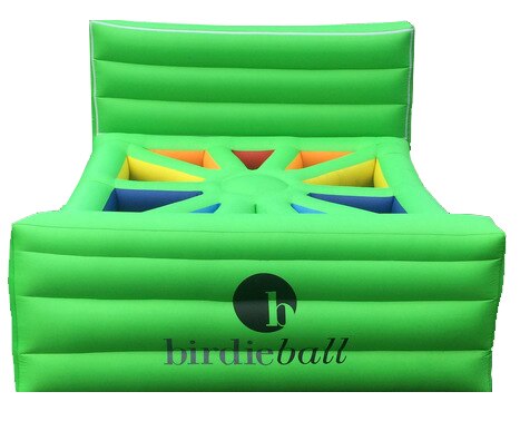 The BirdieBall Air Target (Spoked Style) is a bright green inflatable golf target with colored triangular zones and the BirdieBall logo—ideal for AirTarget drills or playing BirdieBall Black Jack.